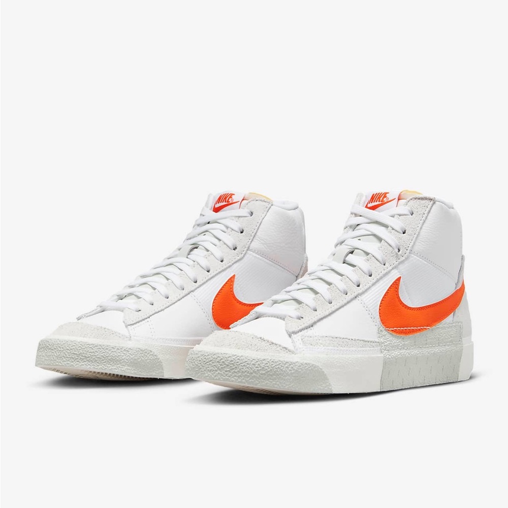 NIB Nike Blazer Mid Pro Club Men’s Sneakers 9.5 White/Light Silver/Safety Orange - Picture 1 of 15